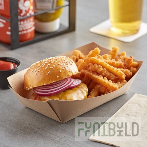 Bagcraft Packaging 300700 5 lb. EcoCraft Grease-Resistant Natural Kraft Food Tray - 500/Case