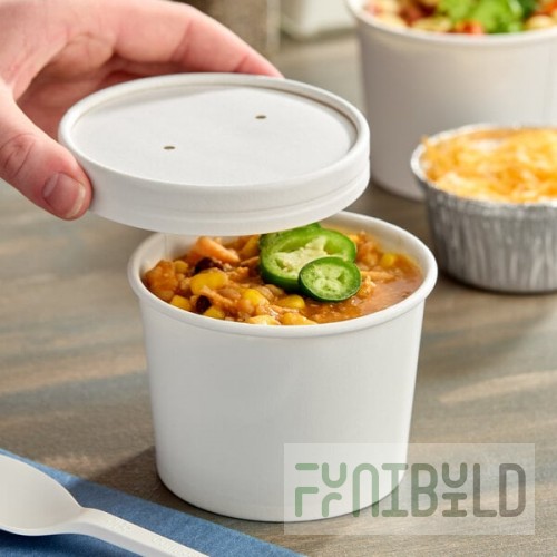 Choice 12 oz. White Double Poly-Coated Paper Food Cup with Vented Paper Lid - 250/Case