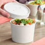 Choice 12 oz. White Double Poly-Coated Paper Food Cup with Vented Paper Lid - 250/Case