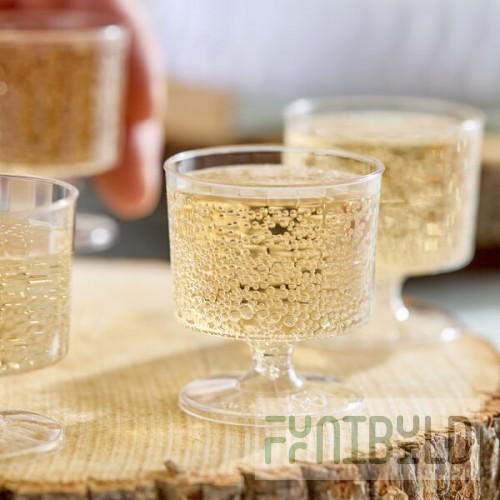 WNA Comet CCW2240 Classicware 2 oz. 1-Piece Clear Plastic Pedestal Wine Cup - 10/Pack