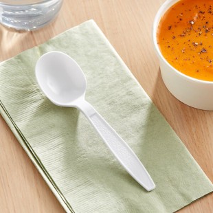 Choice White Extra Heavy Weight Polystyrene Plastic Soup Spoon - 100/Pack