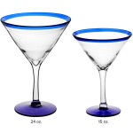 Acopa Tropic 24 oz. Martini Glass with Blue Rim and Base - Sample