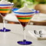 Acopa Tropic 24 oz. Martini Glass with Blue Rim and Base - Sample