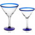 Acopa Tropic 24 oz. Martini Glass with Blue Rim and Base - Sample