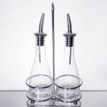 TableCraft 611N Siena Sets 3 Piece Oil & Vinegar Cruet Set with Chrome Rack TableCraft 611N Siena Sets 3 Piece Oil & Vinegar Cruet Set with Chrome Rack