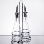TableCraft 611N Siena Sets 3 Piece Oil & Vinegar Cruet Set with Chrome Rack TableCraft 611N Siena Sets 3 Piece Oil & Vinegar Cruet Set with Chrome Rack
