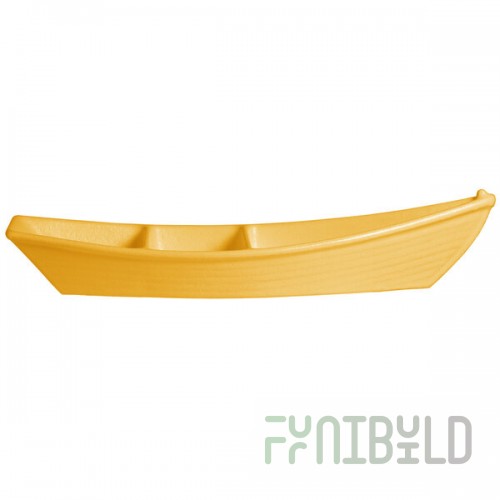 G.E.T. Enterprises BT320YW Bugambilia 3.6 Qt. Classic Textured Finish Yellow Resin-Coated Aluminum Deep Boat with Dividers