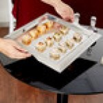 Vollrath 82091 Square Stainless Steel Serving Tray with Handles - 15 3/4