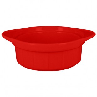 RAK Porcelain Chef's Fusion 10.2 oz. Ember Red Porcelain Ramekin with Grooves - 12/Case