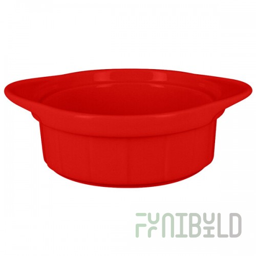 RAK Porcelain Chef's Fusion 10.2 oz. Ember Red Porcelain Ramekin with Grooves - 12/Case
