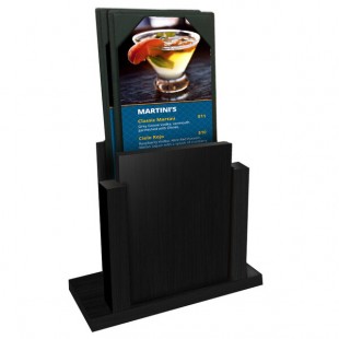 Menu Solutions WDMS-RI Black Wood Menu Holder with 4