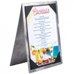 Menu Solutions MTDBL-57 Alumitique Two View Brushed Aluminum Menu Tent with Picture Corners - 5