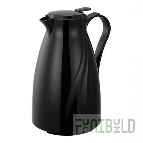 Service Ideas Twist 'N' Serv 67.6 oz. Black Plastic Insulated Coffee Carafe / Server with Push-Button Lid TNSPB2BL
