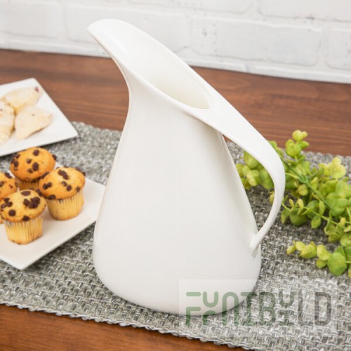 10 Strawberry Street WTR-10MILKJUG Whittier 1.75 Qt. White Porcelain Milk Jug - 8/Case