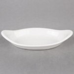Hall China from Steelite International HL5200AWHA 6 oz. Ivory (American White) Oval China Rarebit / Au Gratin Dish - 24/Case