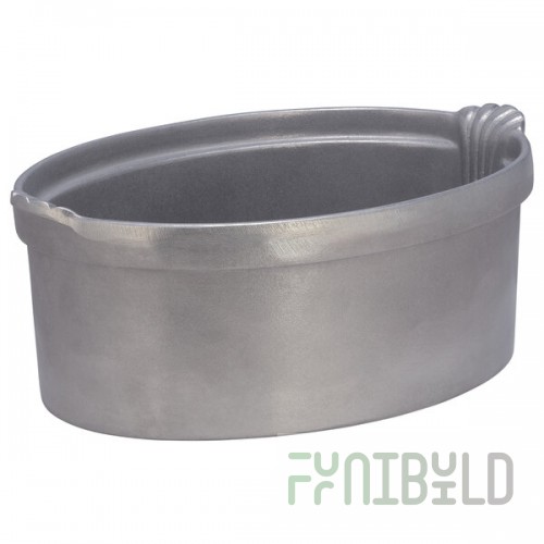 Bon Chef 2084P 8 Qt. Pewter-Glo Cast Aluminum Oval Casserole Dish with Shell Handles