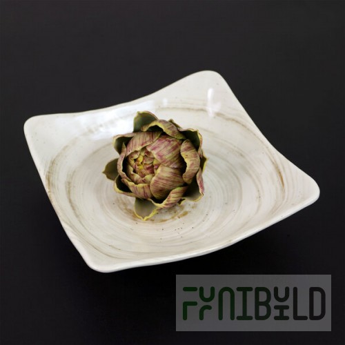 Elite Global Solutions D92SQ Van Gogh Taupe 44 oz. Square Melamine Bowl - 6/Case