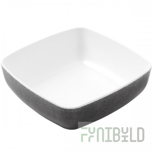 American Metalcraft GGSB6 Grab & Go 27 oz. White and Black Speckled Square Melamine Bowl
