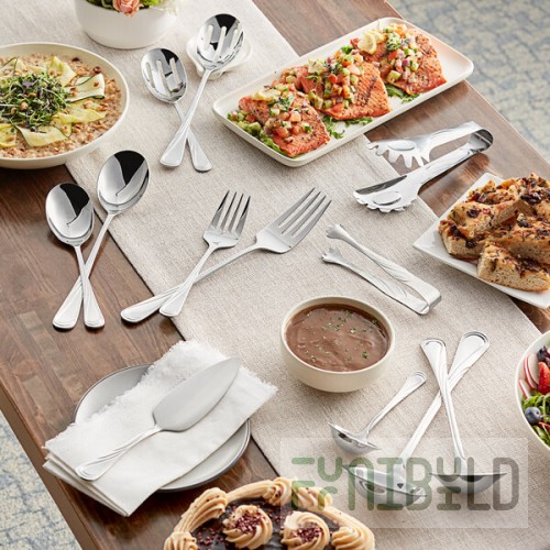 Acopa Swirl 12-Piece 18/8 Stainless Steel Extra Heavy Weight Serving Utensils Set