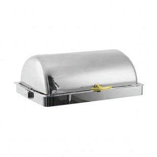 Spring USA Rondo 9.875 Qt. Full Size Built-In Chafer with Insert Pan, Electric Heating, and Gold Accents - 110-120V, 700W 2546-697A