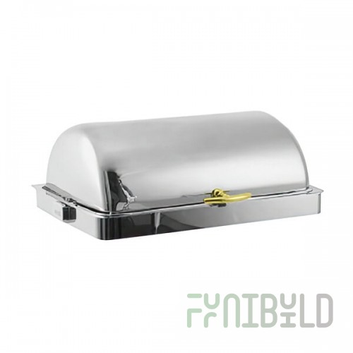 Spring USA Rondo 9.875 Qt. Full Size Built-In Chafer with Insert Pan, Electric Heating, and Gold Accents - 110-120V, 700W 2546-697A