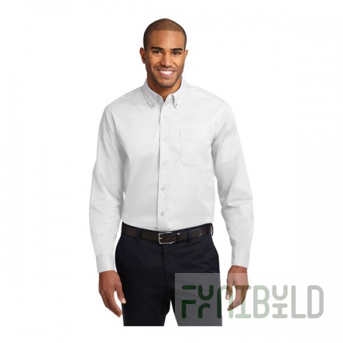 Port Authority S608 Unisex Customizable White / Light Stone Long Sleeve Wrinkle-Resistant Easy-Care Dress Shirt - 2X