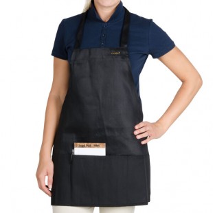 Chef Revival Black Poly-Cotton Customizable Bib Apron with 1 Pocket - 28 Chef Revival Black Poly-Cotton Customizable Bib Apron with 1 Pocket - 28