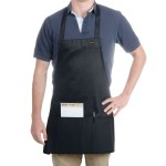 Chef Revival Black Poly-Cotton Customizable Bib Apron with 1 Pocket - 28