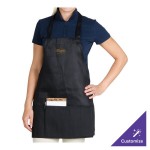 Chef Revival Black Poly-Cotton Customizable Bib Apron with 1 Pocket - 28