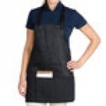 Chef Revival Black Poly-Cotton Customizable Bib Apron with 1 Pocket - 28