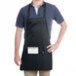Chef Revival Black Poly-Cotton Customizable Bib Apron with 1 Pocket - 28