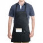 Chef Revival Black Poly-Cotton Customizable Bib Apron with 1 Pocket - 28