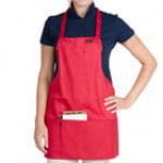 Chef Revival Black Poly-Cotton Customizable Bib Apron with 1 Pocket - 28