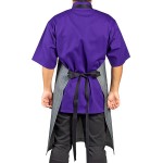 Uncommon Chef 3114 Triple Denim Customizable 100% Cotton Renegade Bib Apron with Black Webbing and 3 Pockets - 34