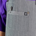 Uncommon Chef 3114 Triple Denim Customizable 100% Cotton Renegade Bib Apron with Black Webbing and 3 Pockets - 34