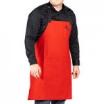Uncommon Chef 3114 Triple Denim Customizable 100% Cotton Renegade Bib Apron with Black Webbing and 3 Pockets - 34
