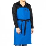 Uncommon Chef 3114 Triple Denim Customizable 100% Cotton Renegade Bib Apron with Black Webbing and 3 Pockets - 34