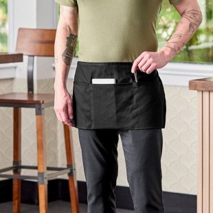 Uncommon Chef 3067 Black Customizable Waist Apron with 3 Pockets - 11