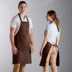 Choice Yellow Poly-Cotton Standard Bib Apron with 2 Pockets - 34 Choice Yellow Poly-Cotton Standard Bib Apron with 2 Pockets - 34