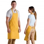 Choice Yellow Poly-Cotton Standard Bib Apron with 2 Pockets - 34 Choice Yellow Poly-Cotton Standard Bib Apron with 2 Pockets - 34
