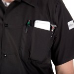 Mercer Culinary Millennia Air® Black Unisex Short Sleeve Cook Shirt with Full Mesh Back M60200BK - S