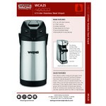 Waring 2.5 Liter Stainless Steel Lined Airpot WCA25 Waring 2.5 Liter Stainless Steel Lined Airpot WCA25