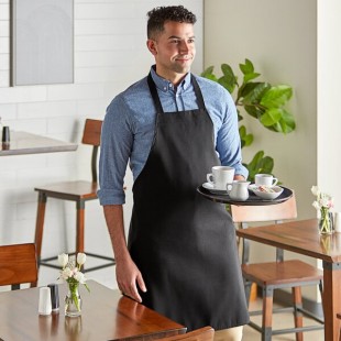 Choice Black Polyester Basic Bib Apron - 34