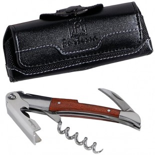 Zwiesel Fortessa Holloware Sommelier Stainless Steel Waiter's Corkscrew with Wood Handle and Leather Pouch Zwiesel Fortessa Holloware Sommelier Stainless Steel Waiter's Corkscrew with Wood Handle and Leather Pouch