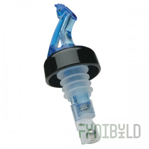 Precision Pours 114 BL C/F 1.25 oz. Ocean Blue Measured Liquor Pourer with Collar and Fliptop - 12/Pack