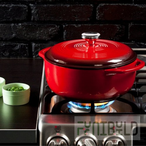 Lodge EC4D43 4.5 Qt. Island Spice Red Enameled Cast Iron Dutch Oven
