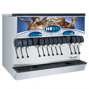 Servend 2706112 MDH-302 12 Valve Sanitary Lever Countertop Ice/Beverage Dispenser with Icepic, 300 lb. Ice Storage, and Internal Carbonator