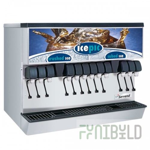 Servend 2706112 MDH-302 12 Valve Sanitary Lever Countertop Ice/Beverage Dispenser with Icepic, 300 lb. Ice Storage, and Internal Carbonator