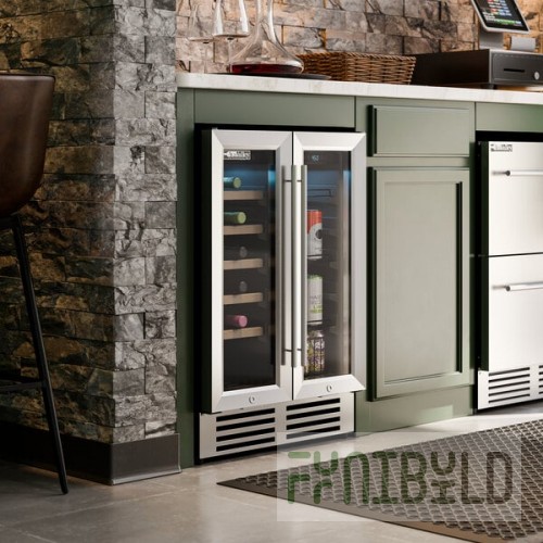 AvaValley WBRC-20-DZ Dual Section Dual Temperature Full Glass Door Commercial Wine Cooler