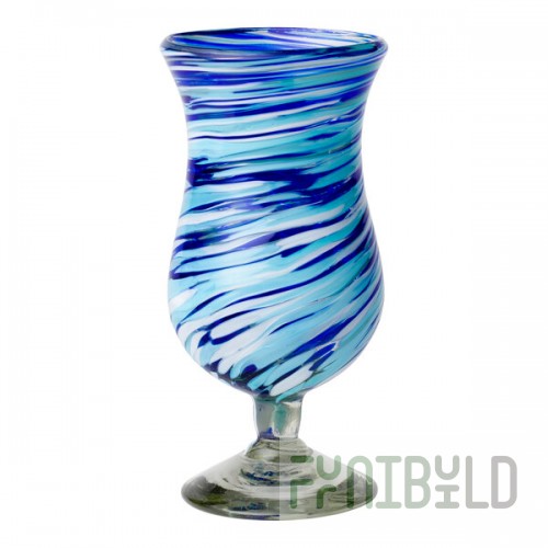 10 Strawberry Street Malibu Blue / White 16 oz. Hurricane Glass - 6/Case